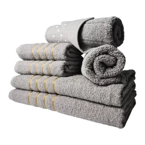 Jogos de Toalhas 2 Banhos 2 Rosto 2 Tapetes 6 Pçs Cinza