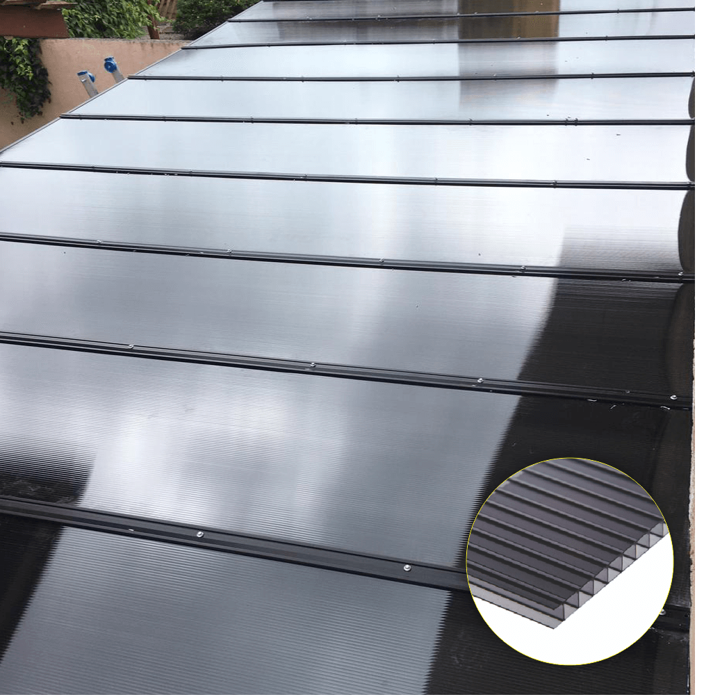 Chapa de Policarbonato Alveolar Bronze 4mm - 1,05m x 3,00m - 3