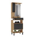 Ver imagem 4 de Conjunto de Banheiro com Gabinete Cuba e Espelheira LED Berlin 60cm Marrom/Carvalho Nature/Preto