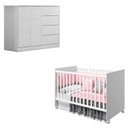 Ver imagem 1 de Berço Americano Tico e Cômoda Infantil Eloá Branco Acetinado – Phoenix Baby