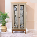 Ver imagem 1 de Cristaleira 2 Portas com Puxador Bolinha e Pés Luiz Xv Meyer - Amêndoa com Tampo e Base Imbuia Glaze