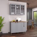 Ver imagem 1 de Armário de Cozinha Modulada Compacta Nara 6 Portas 2 Gavetas MDF 120cm Titânio