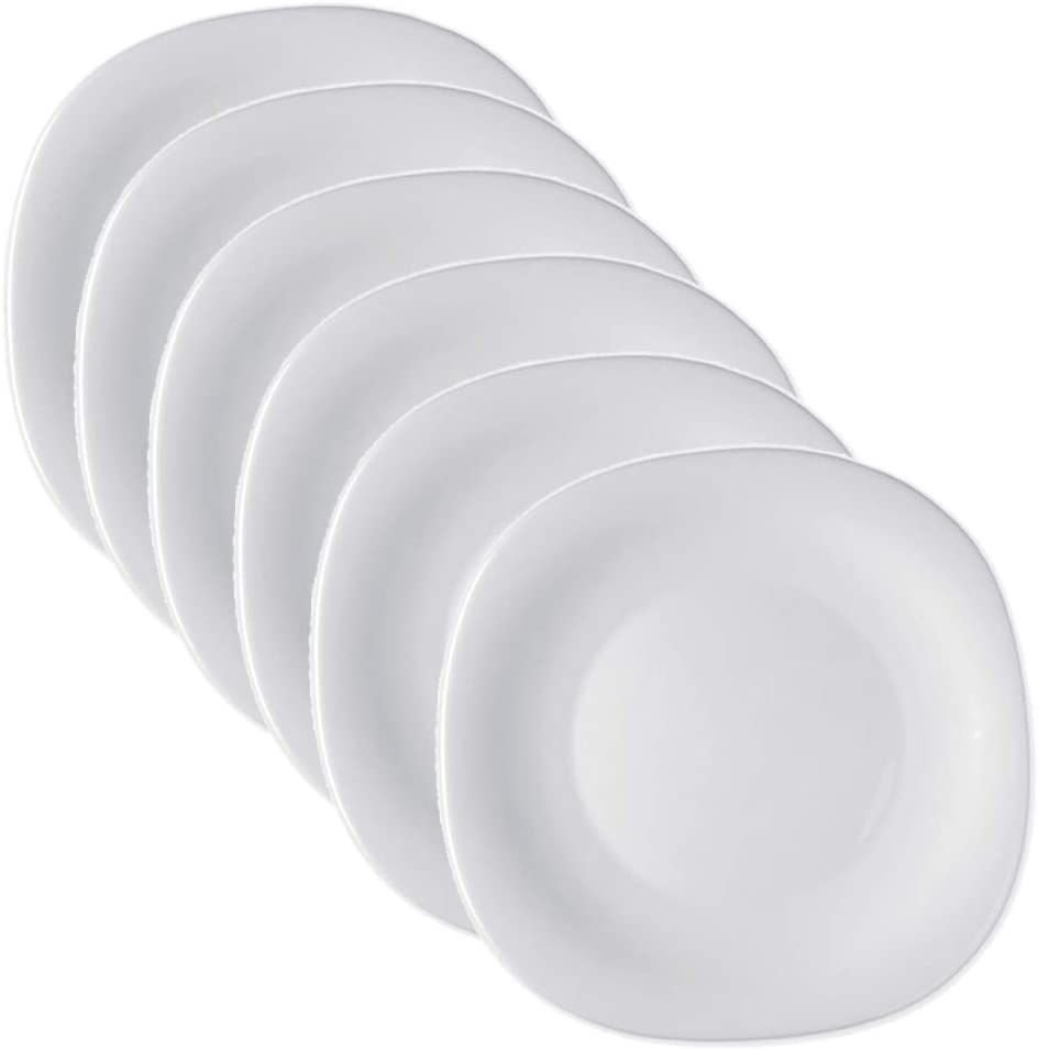 Jogo de Pratos Parma Raso Vidro Temperado Branco 6 Peças - 1