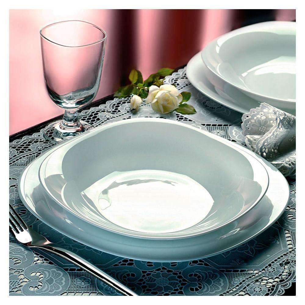 Jogo de Pratos Parma Raso Vidro Temperado Branco 6 Peças - 2