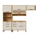 Ver imagem 3 de Armário de Cozinha Compacta Modulada 4 Peças 7 Portas com Vidro 274cm 100% MDF Vicenza Espresso Móveis Bege/Amêndoa/Off White