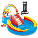 Ver imagem 1 de Kit Piscina Playground Arco-íris 227 Litros com Tobogã com Bomba Manual Intex