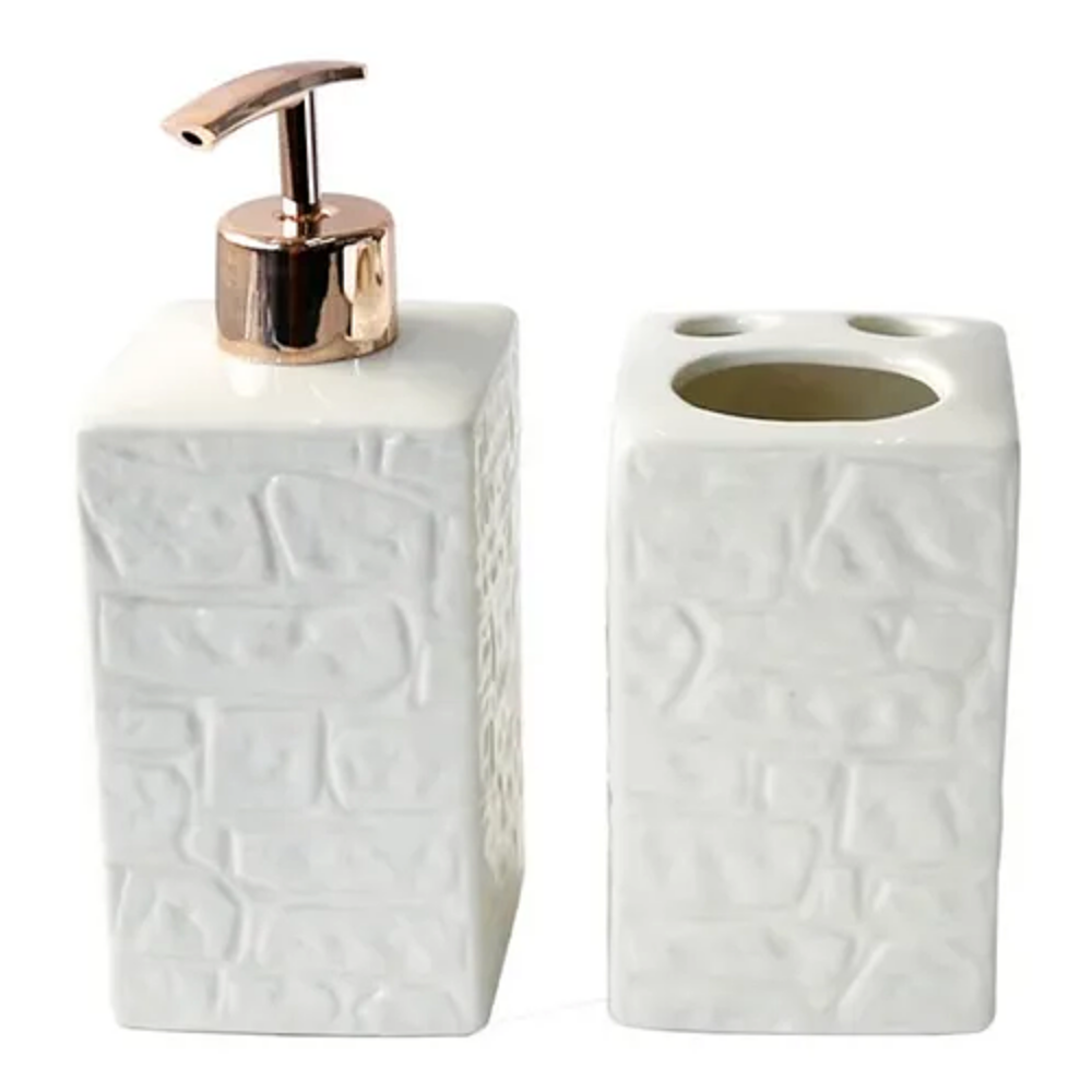 Kit Banheiro Lavabo Pia Decorado Moderno Organizador 2 Peças:Branco5225 - 5