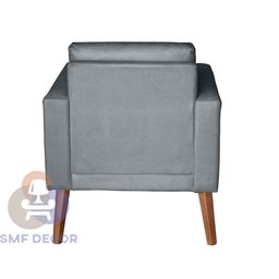 Sofá/poltrona/cadeira Decorativa Glamour Dubai com Puff e Pés em Madeira Cinza - 3