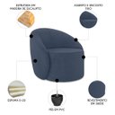 Ver imagem 3 de Poltrona Sala Decorativa Redonda 91cm Steve Suede Azul Marinho I01 - Mpozenato