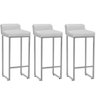 Kit 03 Banqueta Alta Mia Cozinha Bistrô Bar Balcão Ferro Prata Corino Branco - 1