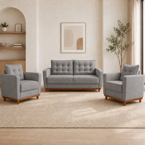 Kit Sofá 2 Lugares e 2 Poltronas Luxo Moderno Sala de Estar Samuel