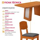 Ver imagem 4 de Conjunto de Jantar Carolina Laminado 6 Lugares Tampo MDF com Cadeiras Copper Grafite 180cm Moderna
