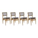 Ver imagem 1 de Cadeira Sala de Jantar Stela 1cmm013ca Premium Madeira Maciça Kit 4 Un Carvalho/boucle Bege Fendi/