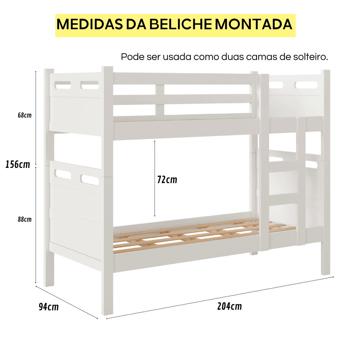 Beliche Barreto Solteiro Reforçada com 02 Colchões D20 Cor:branco - 3