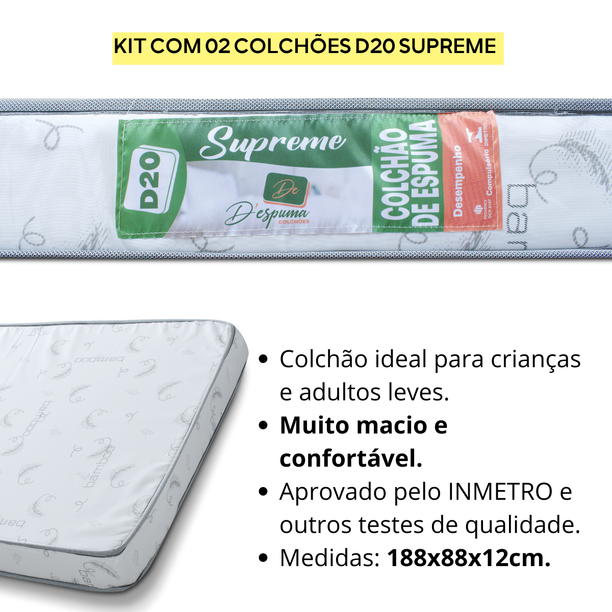 Beliche Barreto Solteiro Reforçada com 02 Colchões D20 Cor:branco - 5