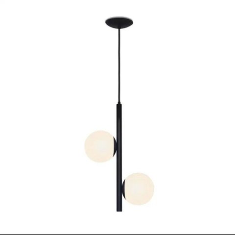Pendente Double Preto Globo Leitoso 2xg9 Spotline