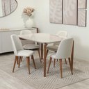 Ver imagem 1 de Conjunto de Jantar Mesa Retangular com Vidro Donatella com 4 Cadeiras New Drop - Natural C/ Off