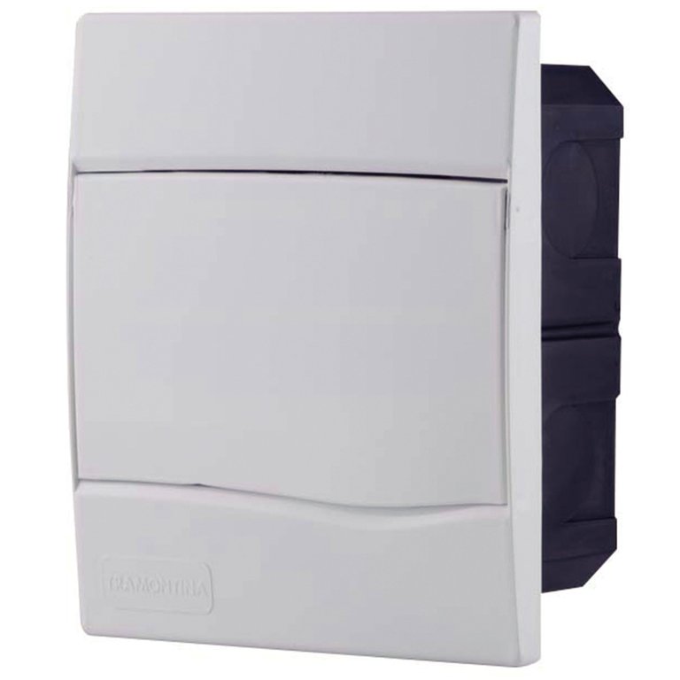 Quadro de Distribuição de Embutir 5 Din ou 3 Nema Tramontina com Porta Branca Tramontina