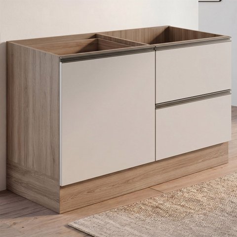 Balcão de Cozinha para Pia 120cm Grace Carvalho Oak/Off White Z44 - Mpozenato