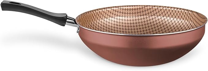 Planela Wok Flora Alumínio Chocolate Superflon 24 Cm 2,8 Litros Mta