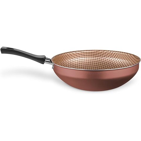 Planela Wok Flora Alumínio Chocolate Superflon 24 Cm 2,8 Litros Mta