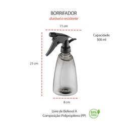 Borrifador Spray Multiuso Limpeza Preto Transparente 500ml - 4