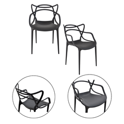 Kit 2 Cadeiras Allegra 100% Polipropileno Leve e Resistente:preto - 1