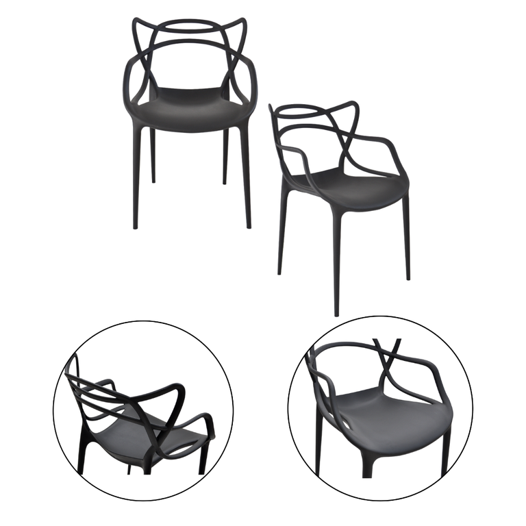Kit 2 Cadeiras Allegra 100% Polipropileno Leve e Resistente:preto Kit 2 Cadeiras Allegra 100% Polipropileno Leve e Resistente:preto