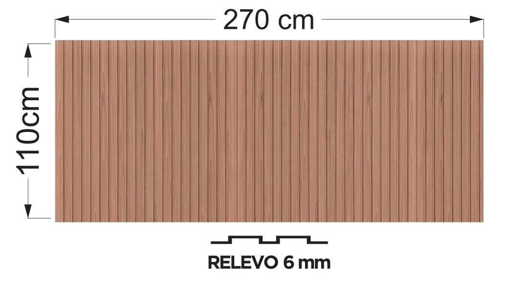 Painel Ripado Versátil 110x270cm (2,97m²) Polietileno Talatto Painéis - 3