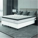Ver imagem 3 de Cama Box Colchão Casal Queen Molas Ensacadas City Pillow Top 158x198x61cm Linho Branco / Preto