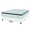 Ver imagem 1 de Cama Box Colchão Casal Queen Molas Ensacadas City Pillow Top 158x198x61cm Linho Branco / Preto