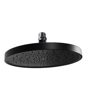 Ducha 25 Cm Abs Redonda Preto Fosco com Niple de Teto