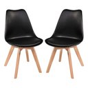 Ver imagem 1 de Kit C/2 Cadeiras Leda - Charles Eames Saarienen Wood com Almofada Preta