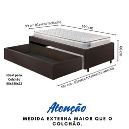 Base Box Cama Solteiro Sapateira Corino Colchão Hanover - 2