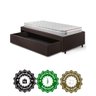 Base Box Cama Solteiro Sapateira Courino Linho Marrom e Colchão Hanover Inducol 88x188 - 10