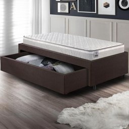 Base Box Cama Solteiro Sapateira Corino Colchão Hanover - 3