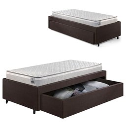 Base Box Cama Solteiro Sapateira Corino Colchão Hanover - 1