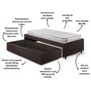 Ver imagem 5 de Base Box Cama Solteiro Sapateira Courino Linho Marrom e Colchão Hanover Inducol 88x188