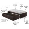 Base Box Cama Solteiro Sapateira Courino Linho Marrom e Colchão Hanover Inducol 88x188 - 5