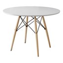 Ver imagem 1 de Mesa Eiffel Redondo Tampo De Madeira 90Cm BrancoBranco