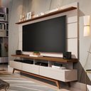 Ver imagem 1 de Rack com Painel para TV Até 70 Polegadas Vivare Wood 3 Gavetas Off White/Freijó - Giga Móveis