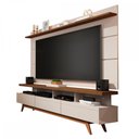 Ver imagem 2 de Rack com Painel para TV Até 70 Polegadas Vivare Wood 3 Gavetas Off White/Freijó - Giga Móveis