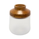Ver imagem 1 de Vaso Decorativo em Vidro Fosco com Madeira 25x19cm