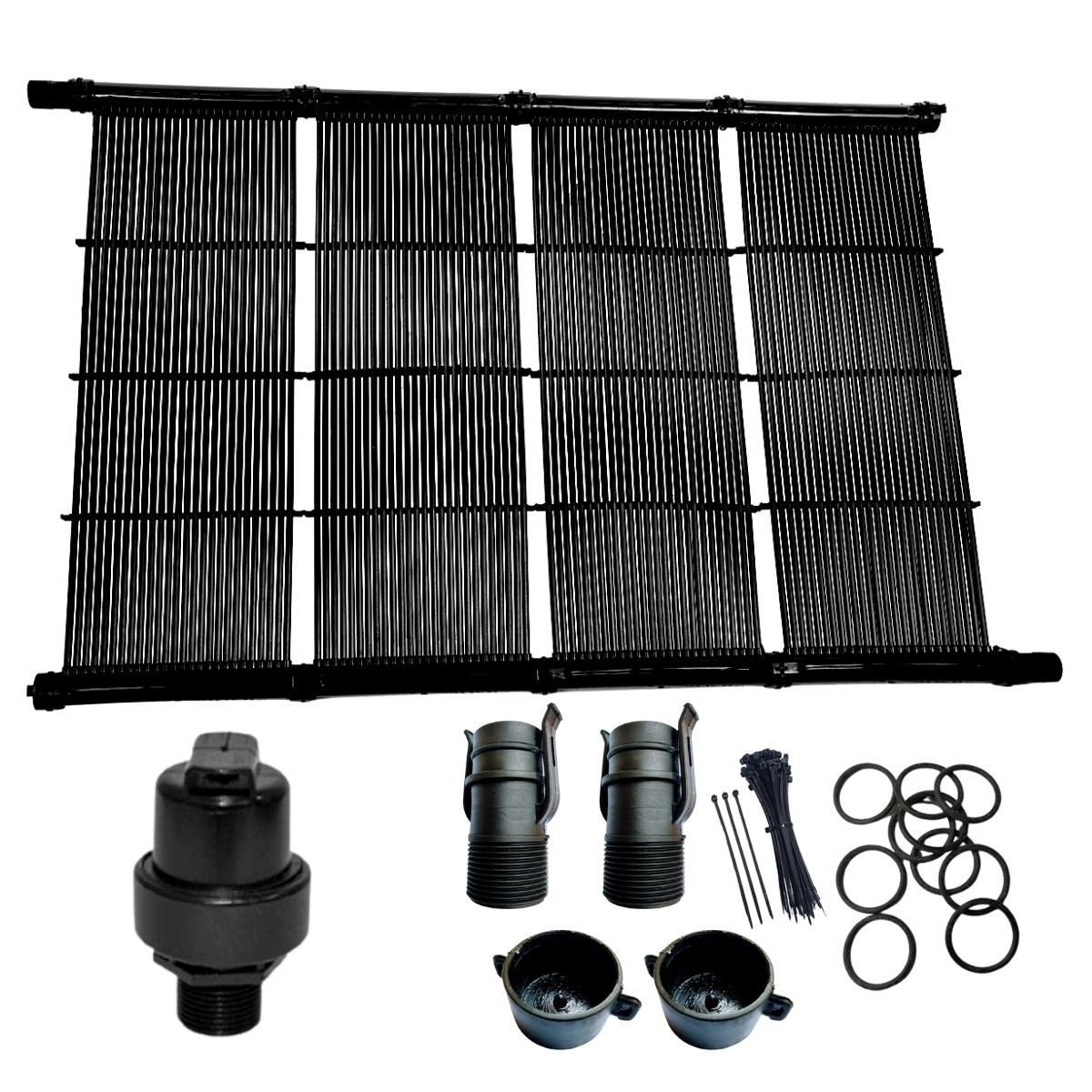 KIT AQUECIMENTO SOLAR PISCINA 15 PLACAS 3MT + VÁLVULA QUEBRA VÁCUO