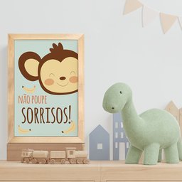 Kit 4 Quadros Infantil Leão Animais Bichos Frases 20x30cm Arte na Arte moldura mel - 9