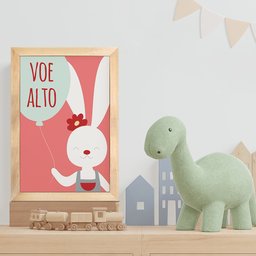 Kit 4 Quadros Infantil Leão Animais Bichos Frases 20x30cm Arte na Arte moldura mel - 11