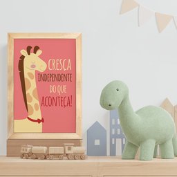 Kit 4 Quadros Infantil Leão Animais Bichos Frases 20x30cm Arte na Arte moldura mel - 10