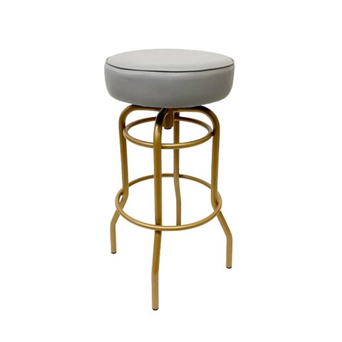 Banqueta Altura 65cm Bar Giratória cor Dourado fosco assento cinza Poltronas do Sul Banqueta Bar