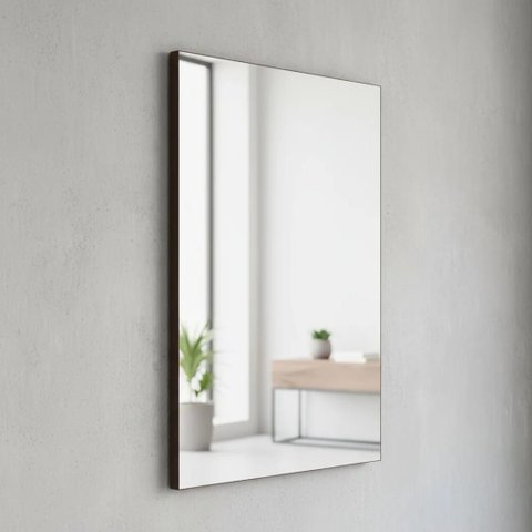 Espelho 40x60 Retangular Moldura Couro Caramelo