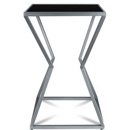 Mesa de Canto Lateral Alta Quadrada para Sala Austria - Prata Preta - 4